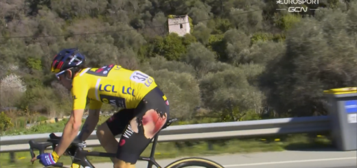 Roglic marqué à la cuisse après ses chutes. Crédit : Eurosport.